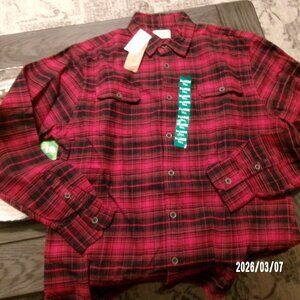 Jachs Flannel Shirt Mens  XLT Tall Heavy 100% Cotton Plaid RED & BLACK  Work NEW